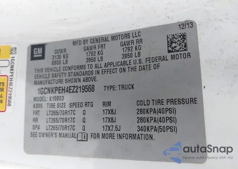 2014 Chevrolet Silverado 1500 Work Truck 2Wt z USA, uszkodzony, nr VIN 1GCNKPEH4EZ219568